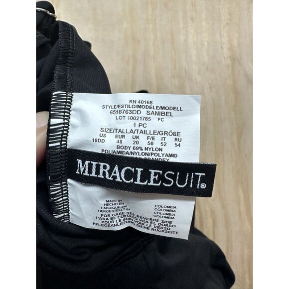 Miraclesuit BLACK Must Haves Sanibel One-Piece Swim Suit Plus Sz 18 DD NWTs Slim - Picture 4 of 5